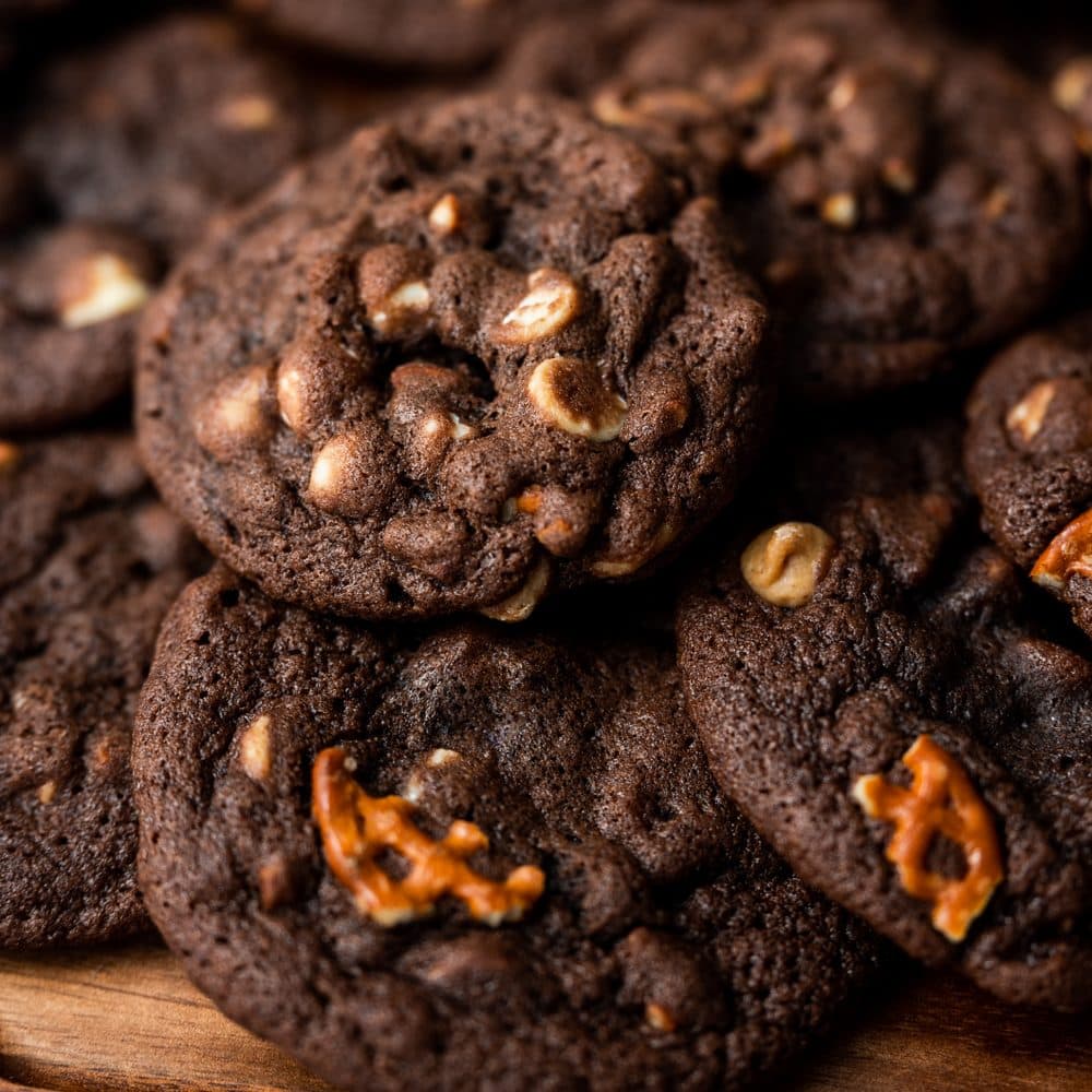 Double Chocolate Peanut Butter Pretzel Cookies › Bread Baking Babe