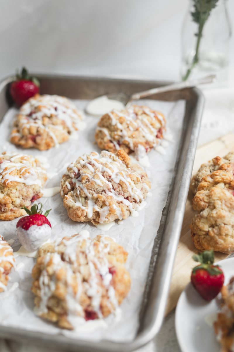 Strawberry White Chocolate Chunk Scones