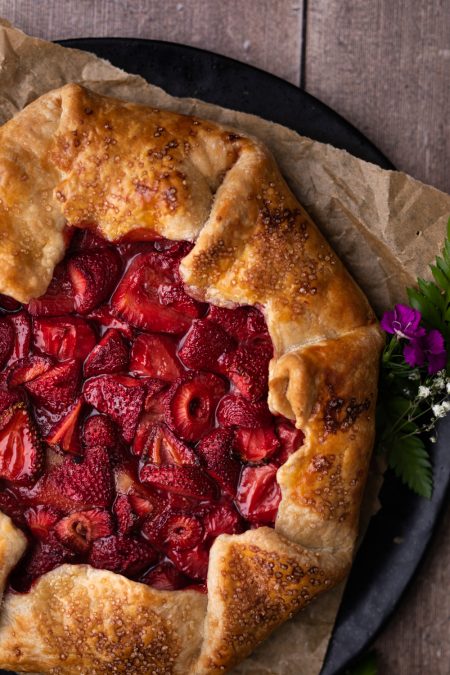 Balsamic roasted strawberry galette