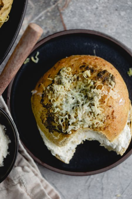 Pesto Parmesan Bagels