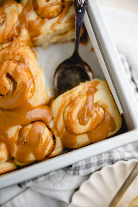 Peach rolls with cookie butter frosting