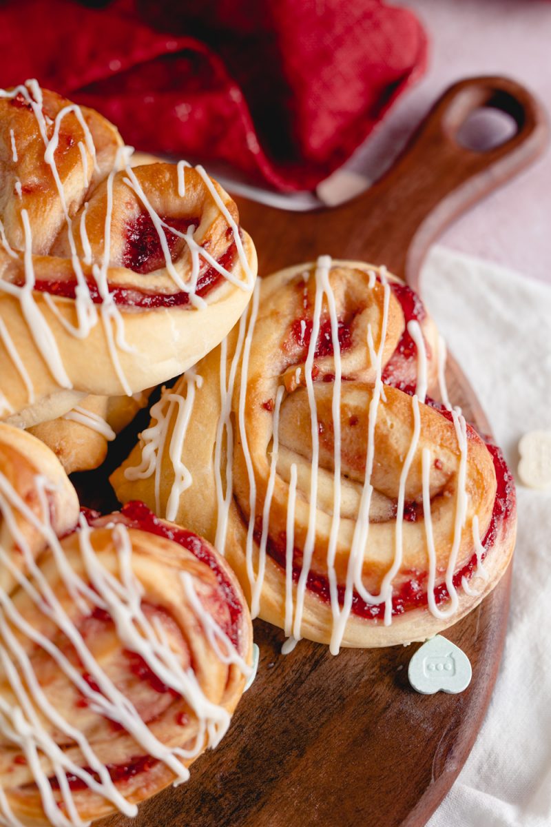 Heart Shaped Raspberry Rolls