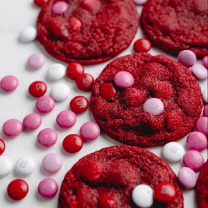 Red velvet m&m cookies