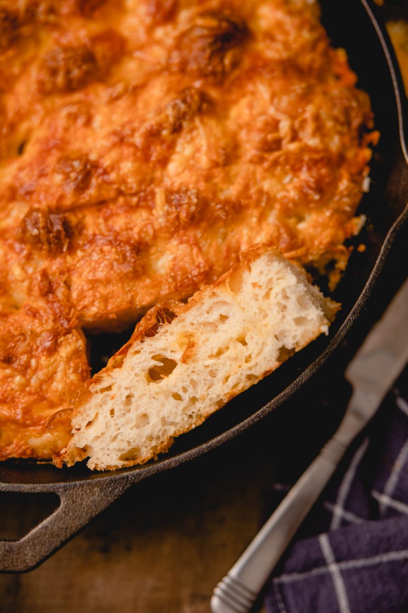 Cheesy skillet focaccia